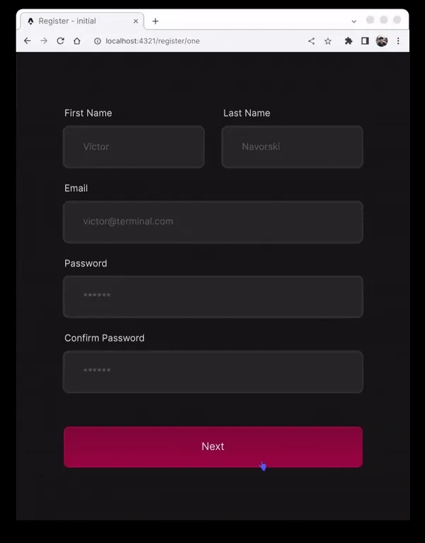 Gif of a multi-step form in action